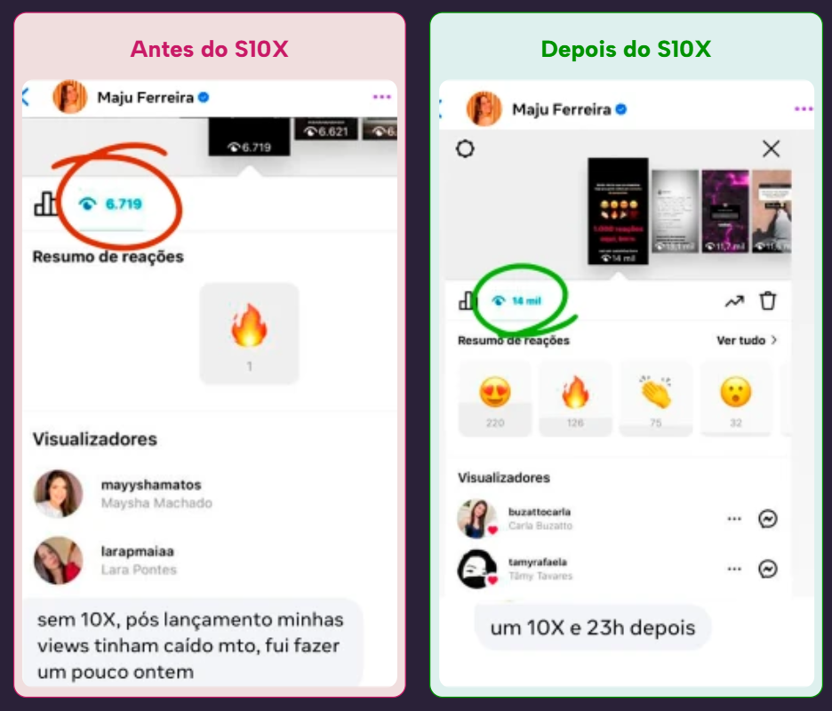 Antes e depois do Stories 10x, exemplo 2